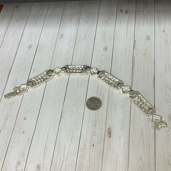 Silver Crystal Panel Bracelet - Picture 3 of 3
